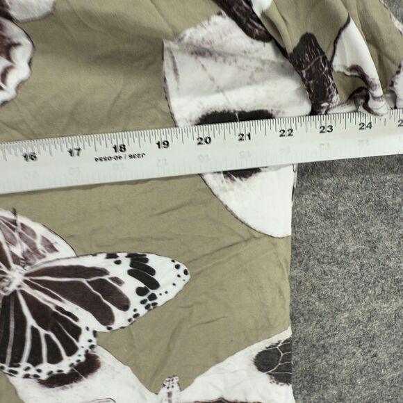 Midnight Shirt Women M Medium Gray Butterfy Print Button Up Collared Rayon - Picture 5 of 7